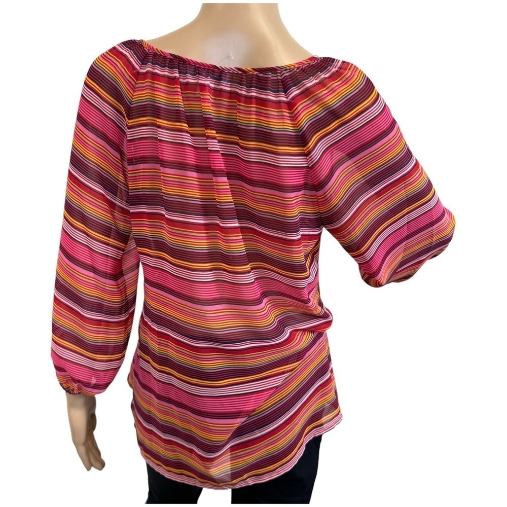 Charter Club size Small long sleeve blouse yellow black pink - Picture 2 of 5